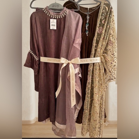 shalwar kameez Dresses & Skirts - Bundle: 2 Piece Pakistani Luxury Velvet Formal Dress Set. Size custom S.